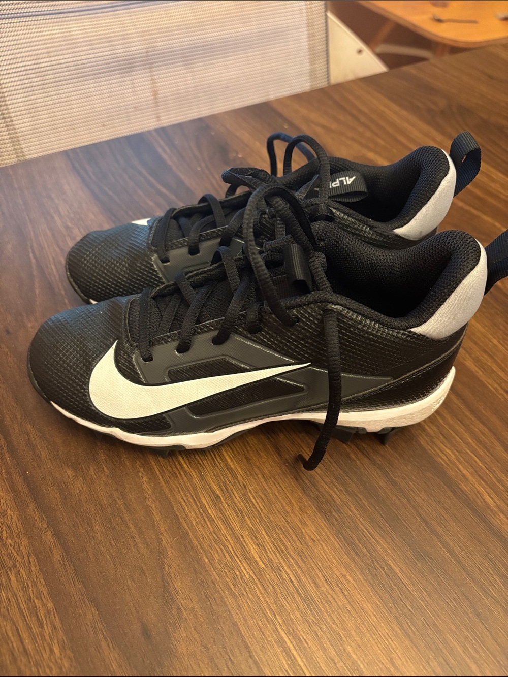 Nike Kids Black and White Athletic Sneakers with Swoosh